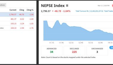 नेप्सेको उच्च गिरावट आज पनि, झन्डै ४७ अंकले घट्दा १३ अर्ब १८ करोडको सेयर किनबेच