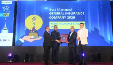 नेपाल इन्स्योरेन्स कम्पनीलाई ‘बेष्ट म्यानेज्ड जनरल इन्स्योरेन्स कम्पनी २०२६’ अवार्ड